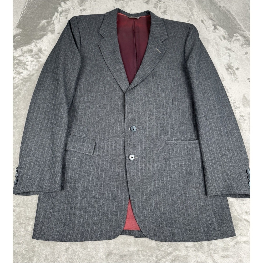 Vintage Levis Business Class Suit Jacket Mens 42L Gray Pinstripe Sport Coat 90s